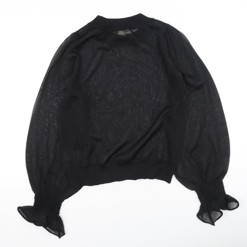 H&M Womens Black  Polyamide Basic Blouse Size XS Round Neck