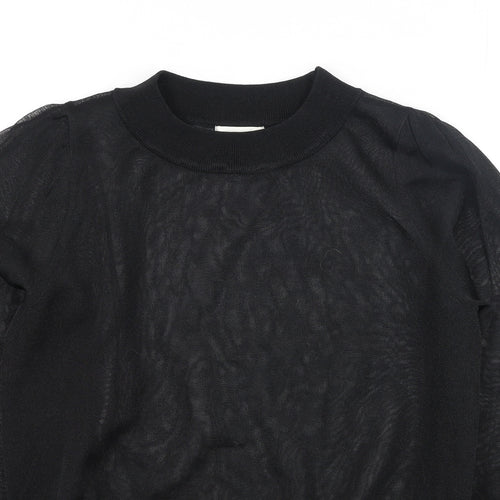 H&M Womens Black  Polyamide Basic Blouse Size XS Round Neck