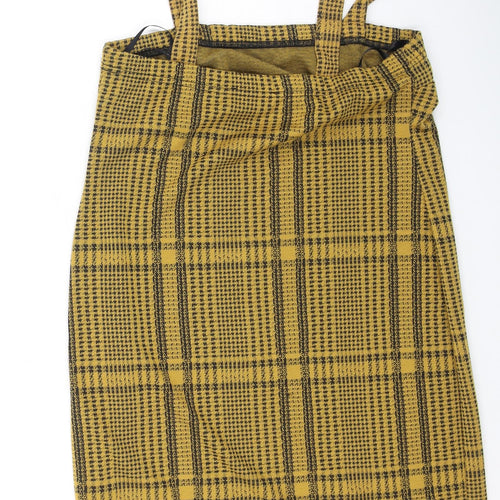 Primark Womens Yellow Plaid Polyester Bodycon  Size 12  Square Neck