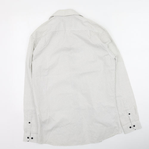 Cedar Wood State Mens Ivory Polka Dot Cotton  Button-Up Size 38 Collared