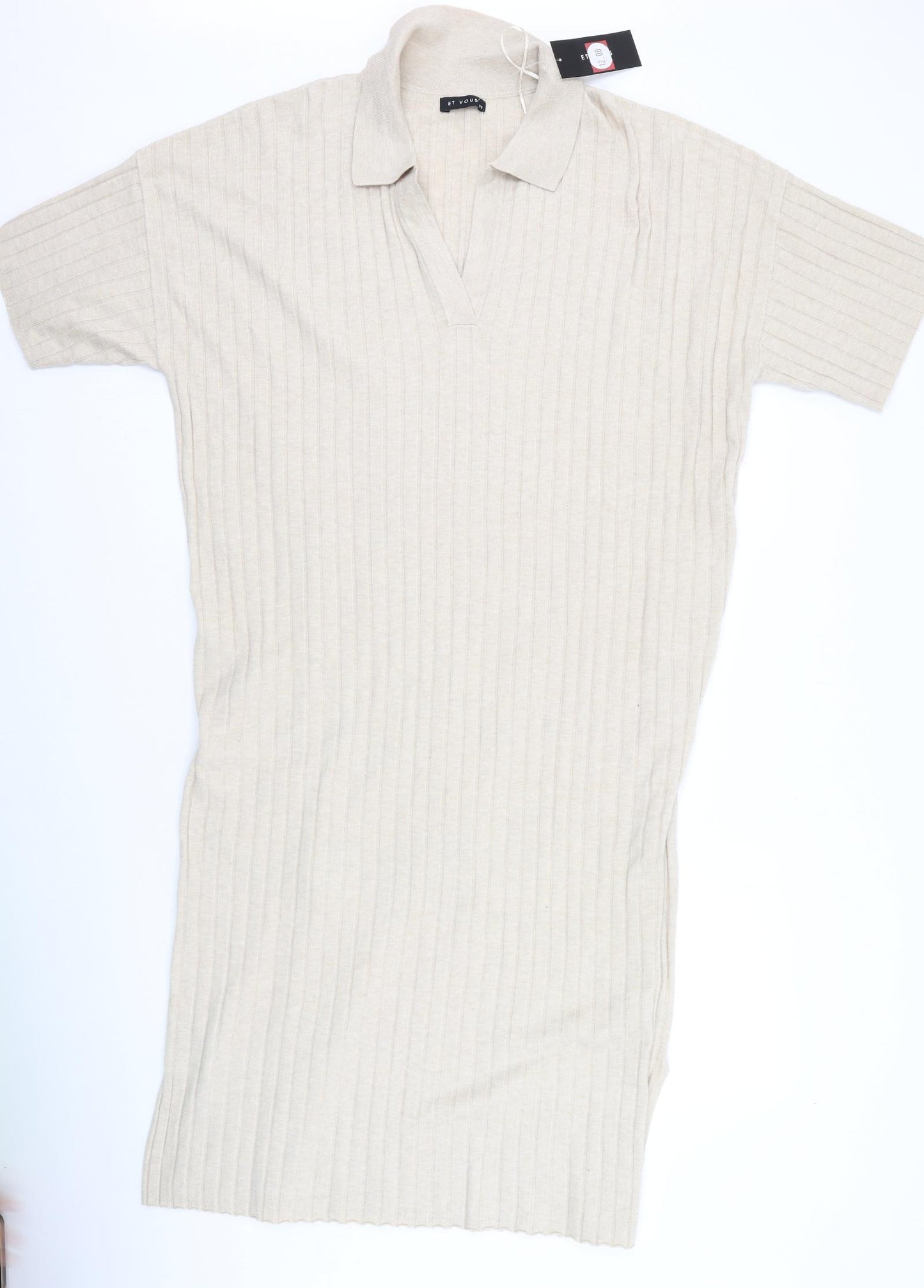 et vous Womens Beige  Viscose Jumper Dress  Size 20  V-Neck