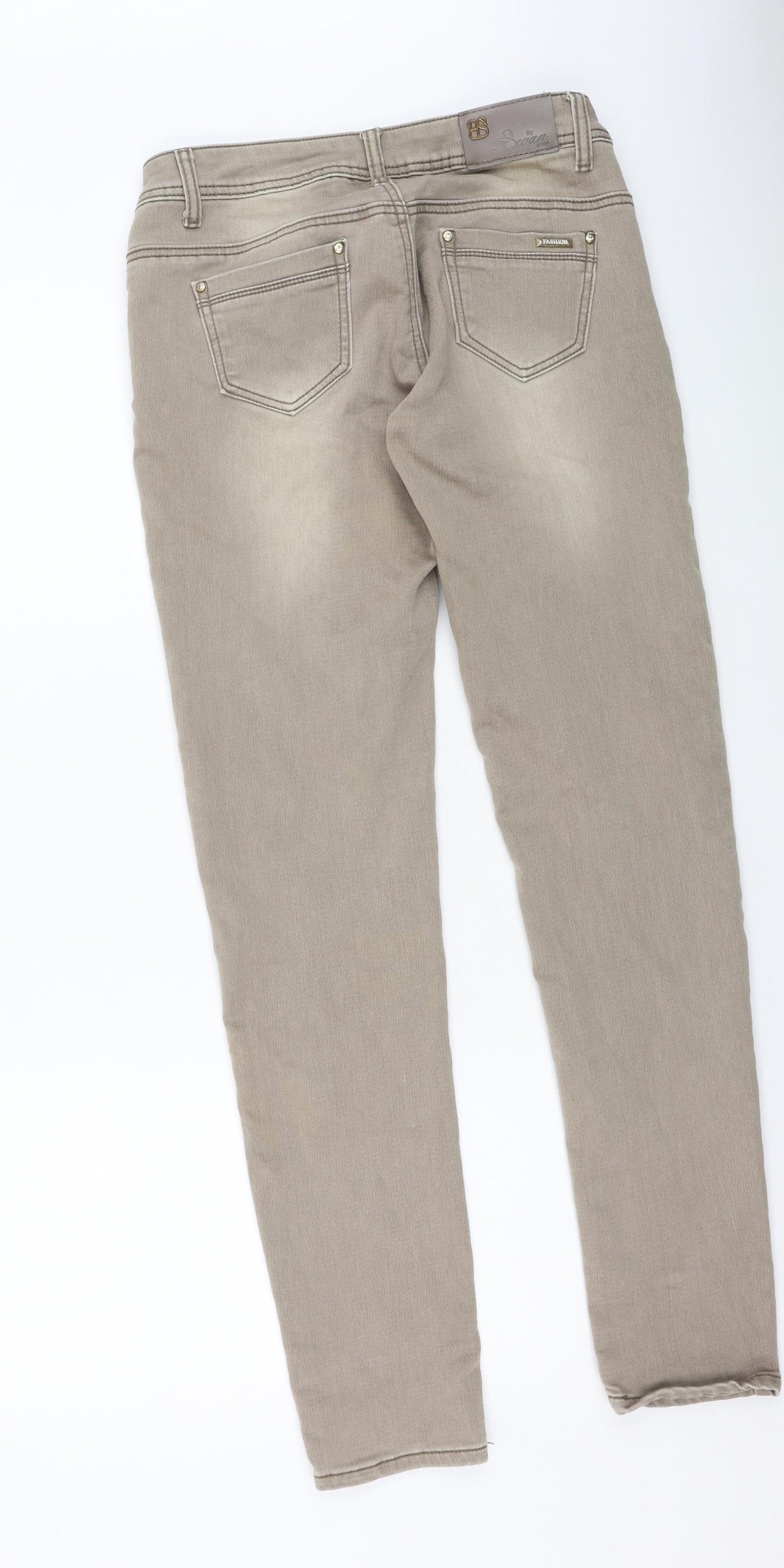 Savan Womens Beige  Cotton Straight Jeans Size 32 L31 in Regular