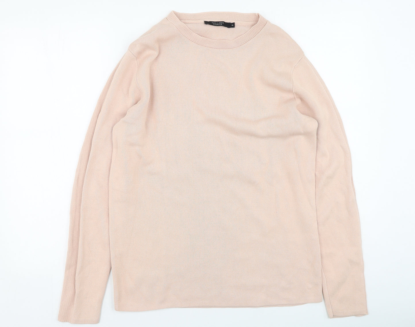 JACK & JONES Mens Pink Round Neck  Cotton Pullover Jumper Size XL