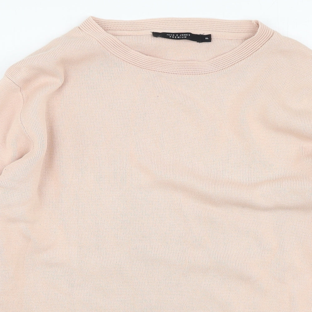 JACK & JONES Mens Pink Round Neck  Cotton Pullover Jumper Size XL