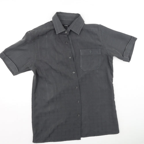 George  Mens Grey Plaid Polyester  Polo Size S Collared