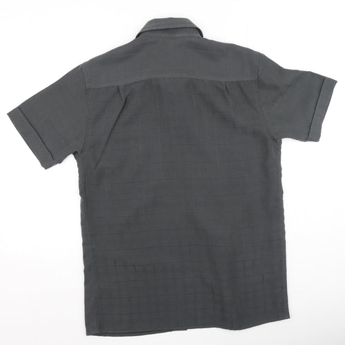 George  Mens Grey Plaid Polyester  Polo Size S Collared
