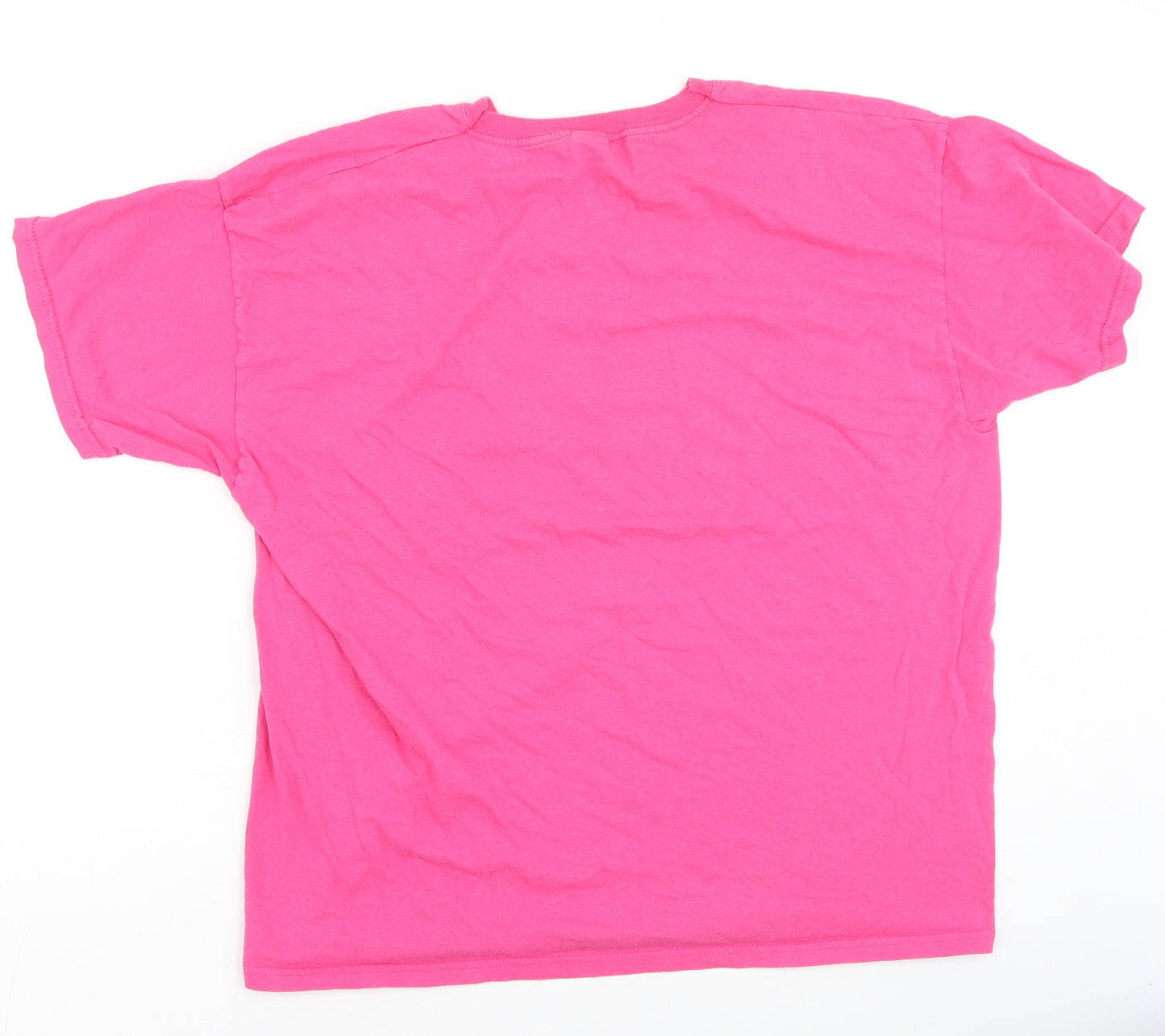 Fruit of the Loom Womens Pink  Cotton Basic T-Shirt Size XL Round Neck