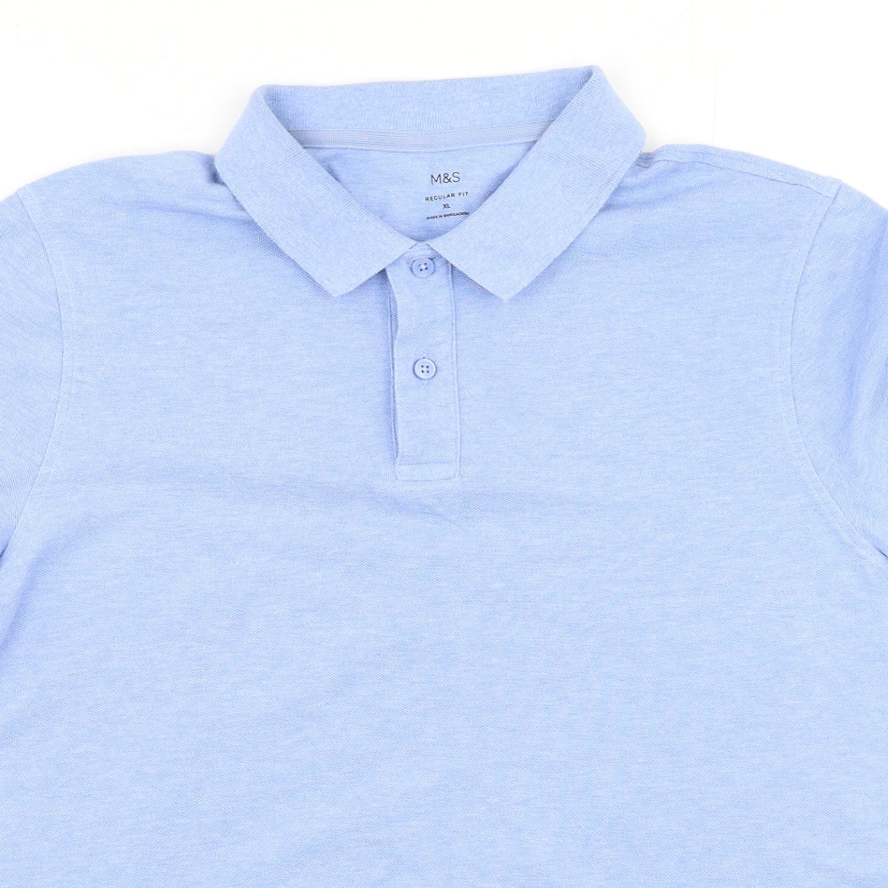 Marks and Spencer Mens Blue  Cotton  Polo Size XL Collared