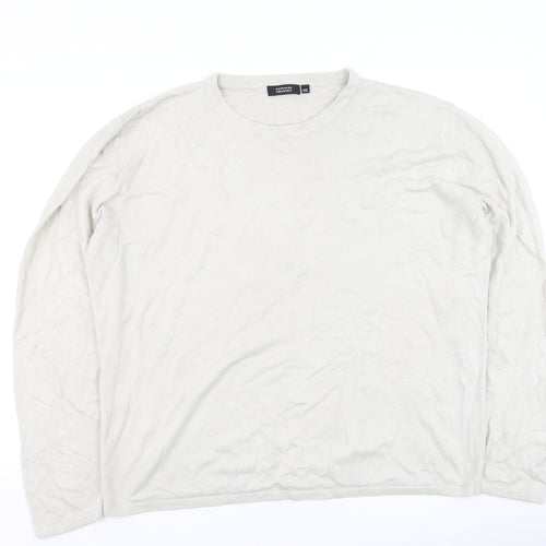 armando Mens Beige Round Neck  Acrylic Pullover Jumper Size 2XL