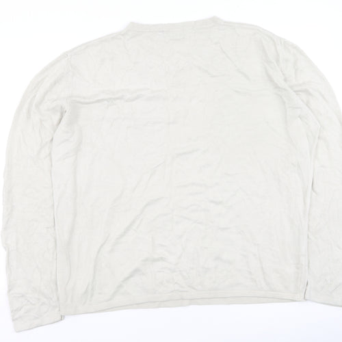 armando Mens Beige Round Neck  Acrylic Pullover Jumper Size 2XL