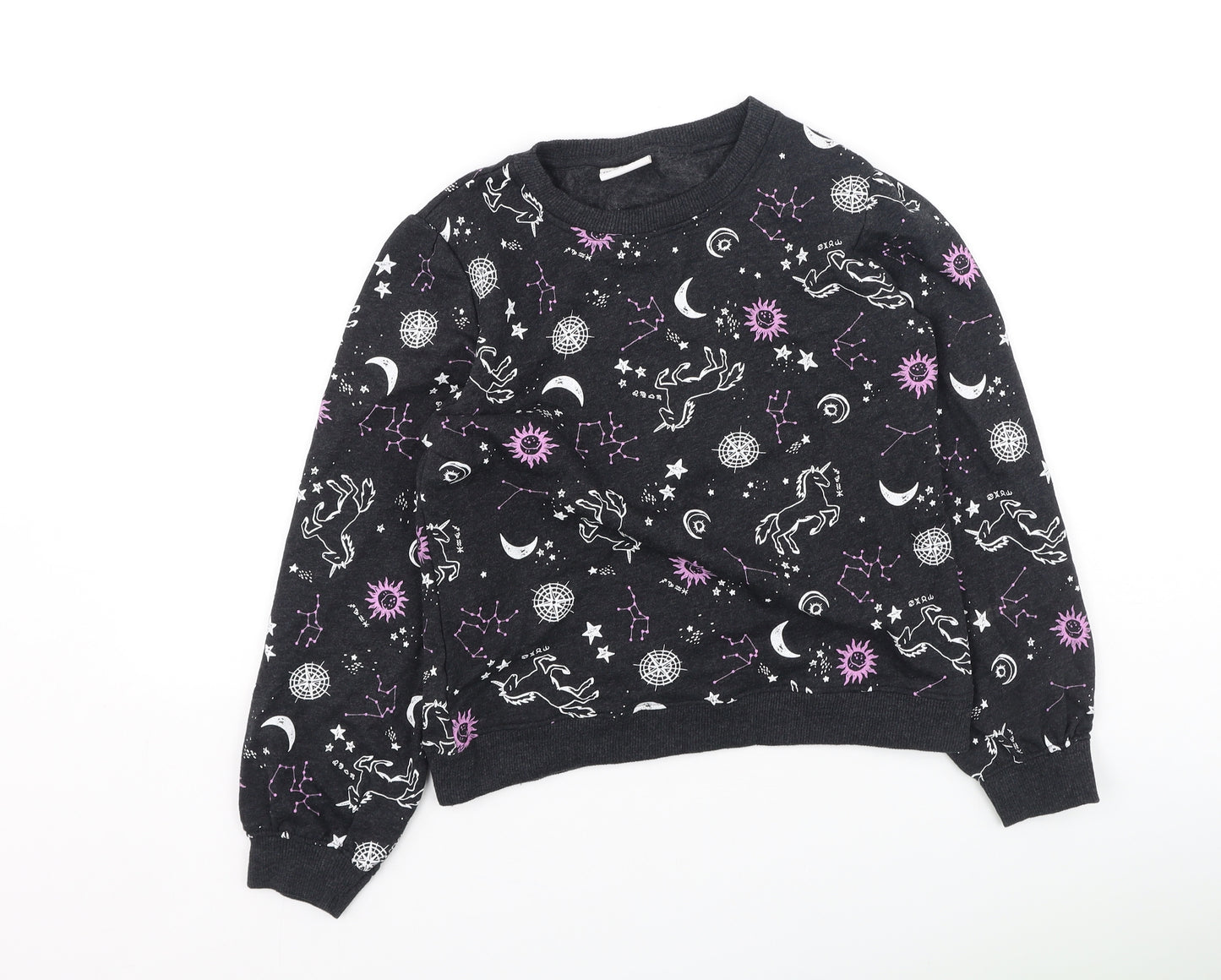 young idols Girls Grey  Cotton Pullover Sweatshirt Size 15 Years   - Unicorn