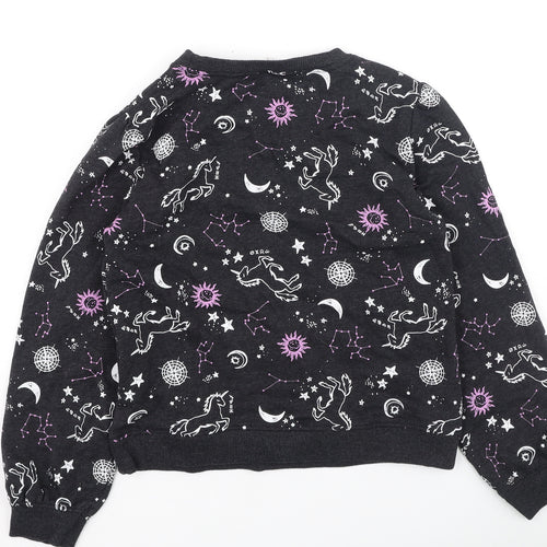 young idols Girls Grey  Cotton Pullover Sweatshirt Size 15 Years   - Unicorn