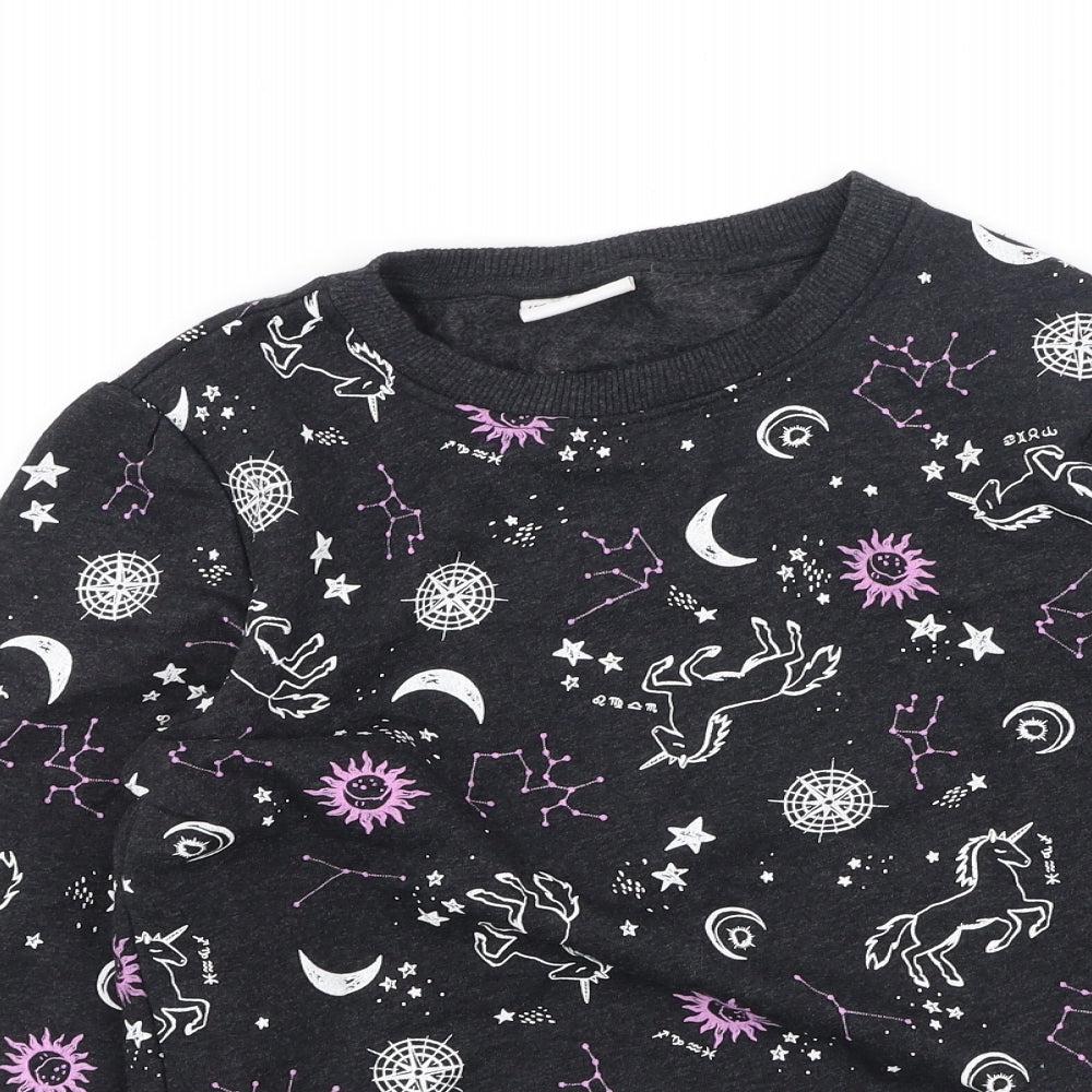 young idols Girls Grey  Cotton Pullover Sweatshirt Size 15 Years   - Unicorn