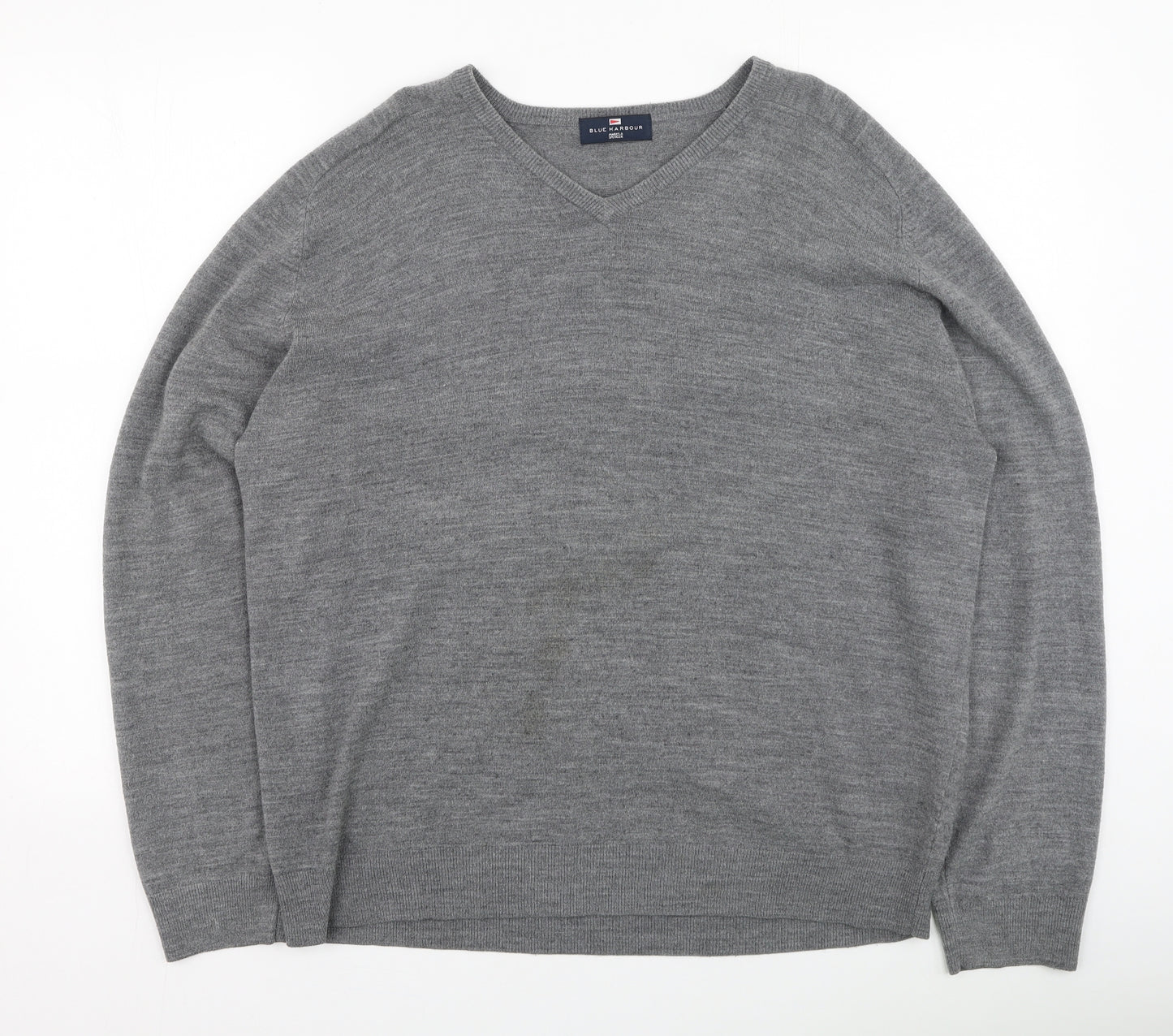 Marks and Spencer Mens Grey Round Neck  Acrylic Pullover Jumper Size XL