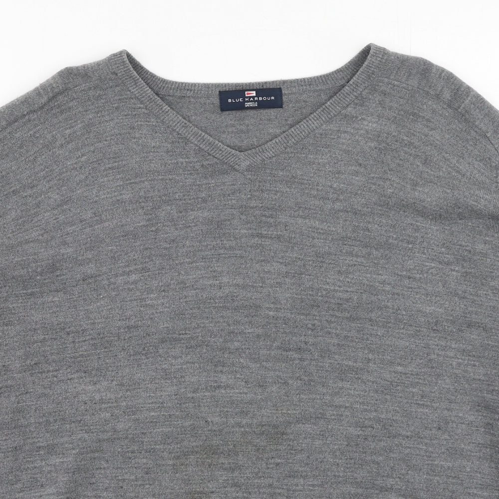 Marks and Spencer Mens Grey Round Neck  Acrylic Pullover Jumper Size XL