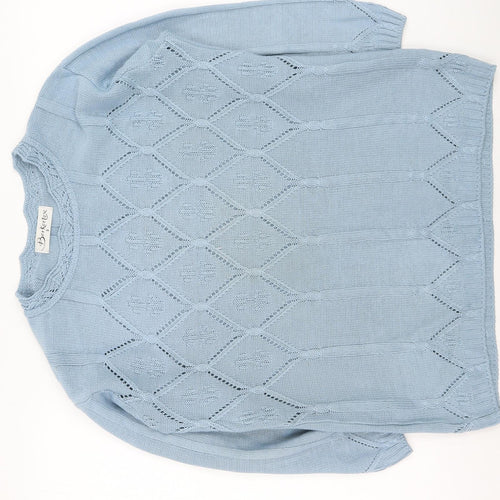 Berkertex Womens Blue Round Neck  Acrylic Pullover Jumper Size 8