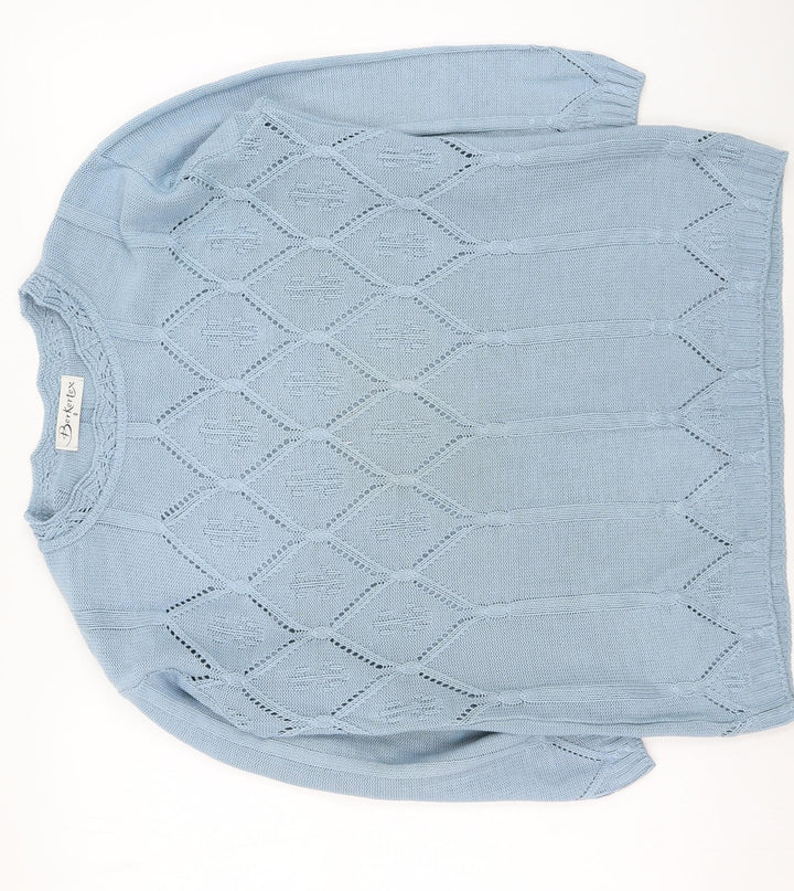 Berkertex Womens Blue Round Neck  Acrylic Pullover Jumper Size 8