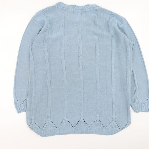 Berkertex Womens Blue Round Neck  Acrylic Pullover Jumper Size 8
