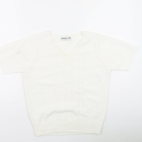 Preworn Womens Ivory Round Neck  Acrylic Pullover Jumper Size S