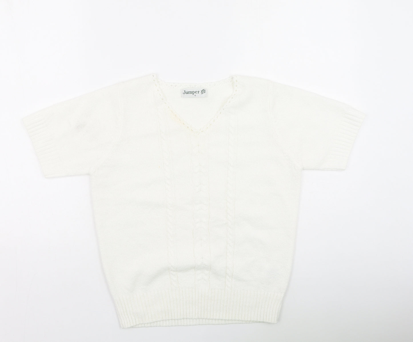 Preworn Womens Ivory Round Neck  Acrylic Pullover Jumper Size S
