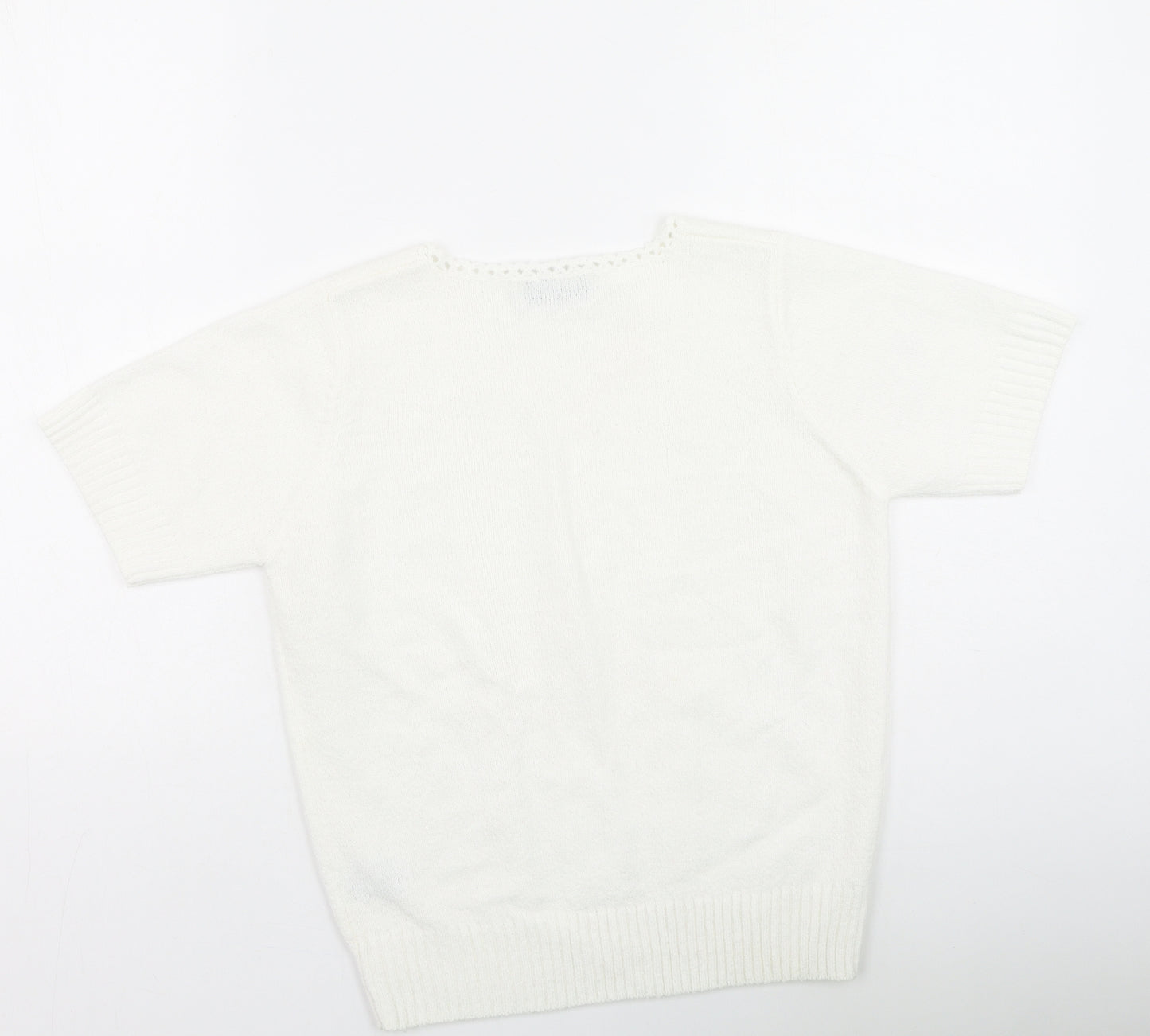 Preworn Womens Ivory Round Neck  Acrylic Pullover Jumper Size S