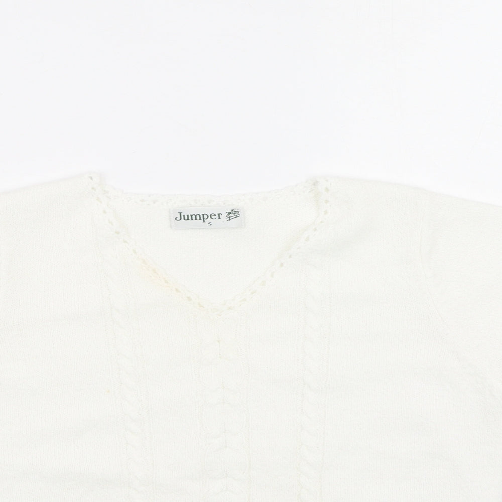 Preworn Womens Ivory Round Neck  Acrylic Pullover Jumper Size S