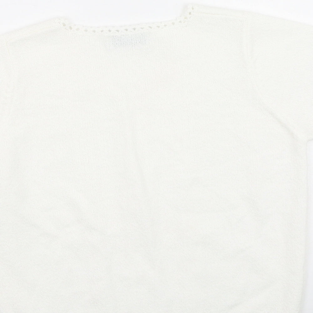 Preworn Womens Ivory Round Neck  Acrylic Pullover Jumper Size S
