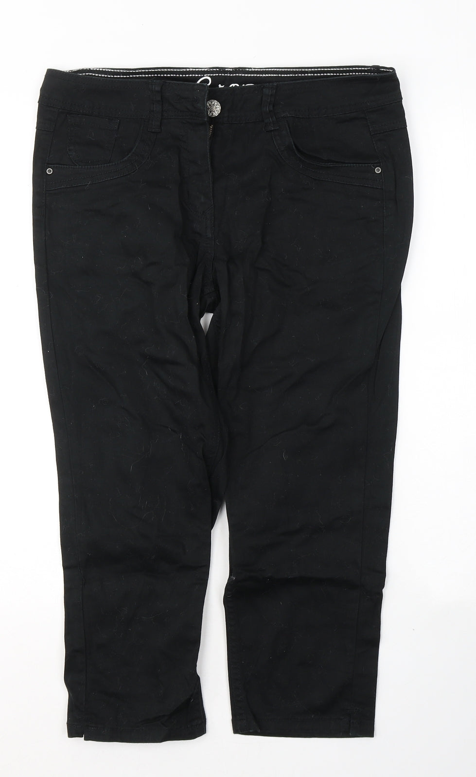 George Womens Black  Cotton Cropped Jeans Size 12 L20 in Regular Button