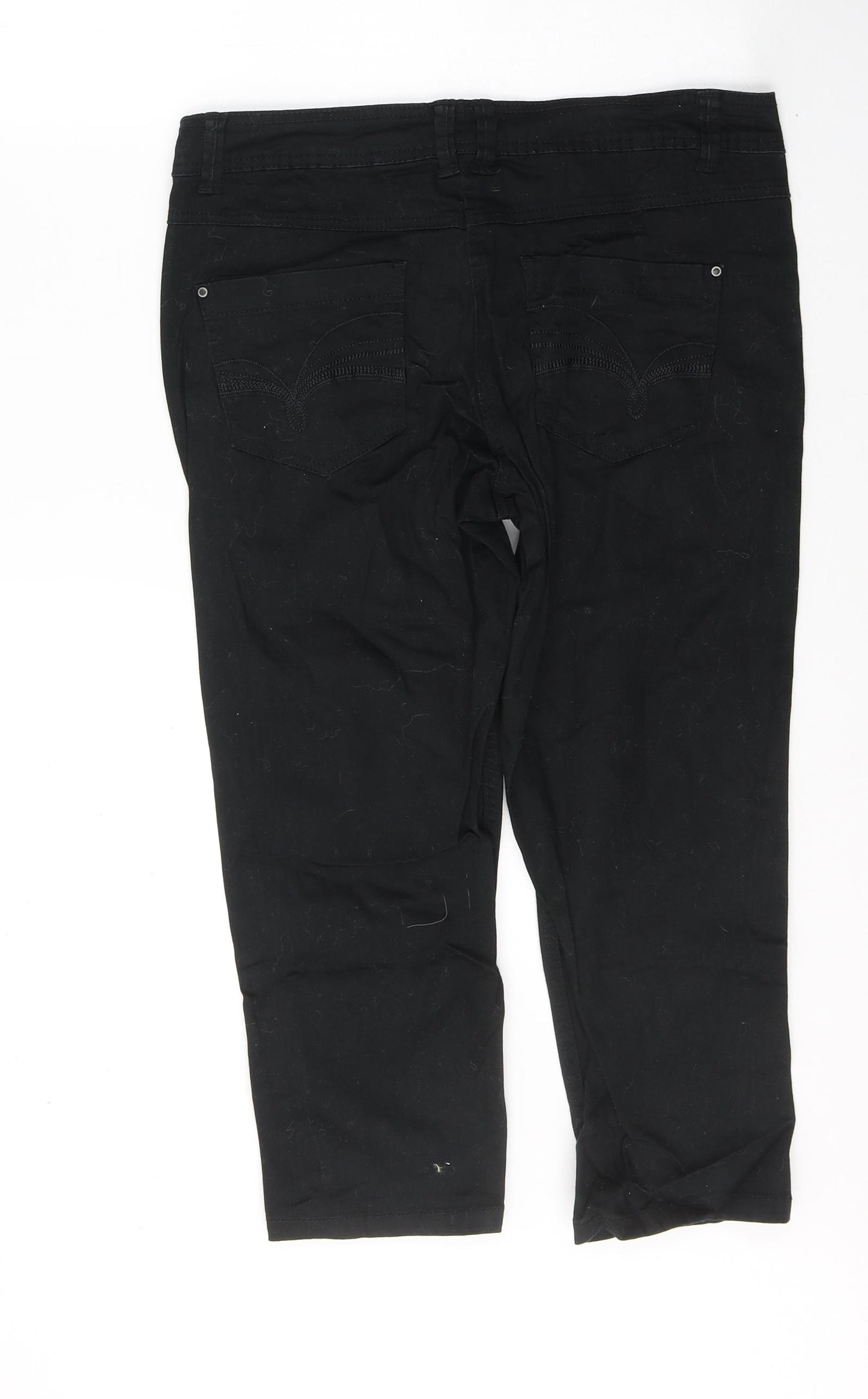 George Womens Black  Cotton Cropped Jeans Size 12 L20 in Regular Button