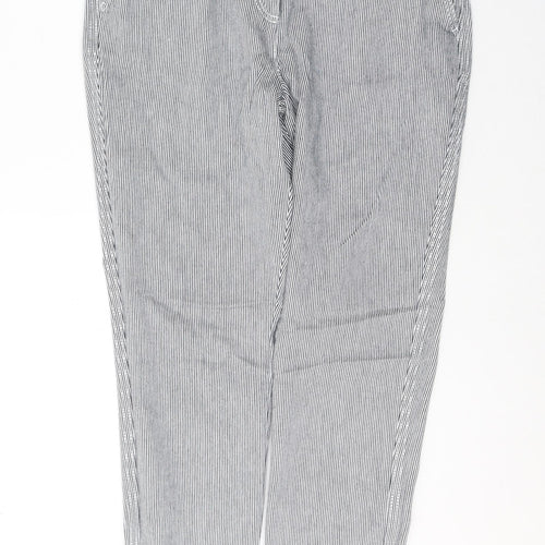 NEXT Womens Black Striped Cotton Straight Jeans Size 10 L29 in Regular Button