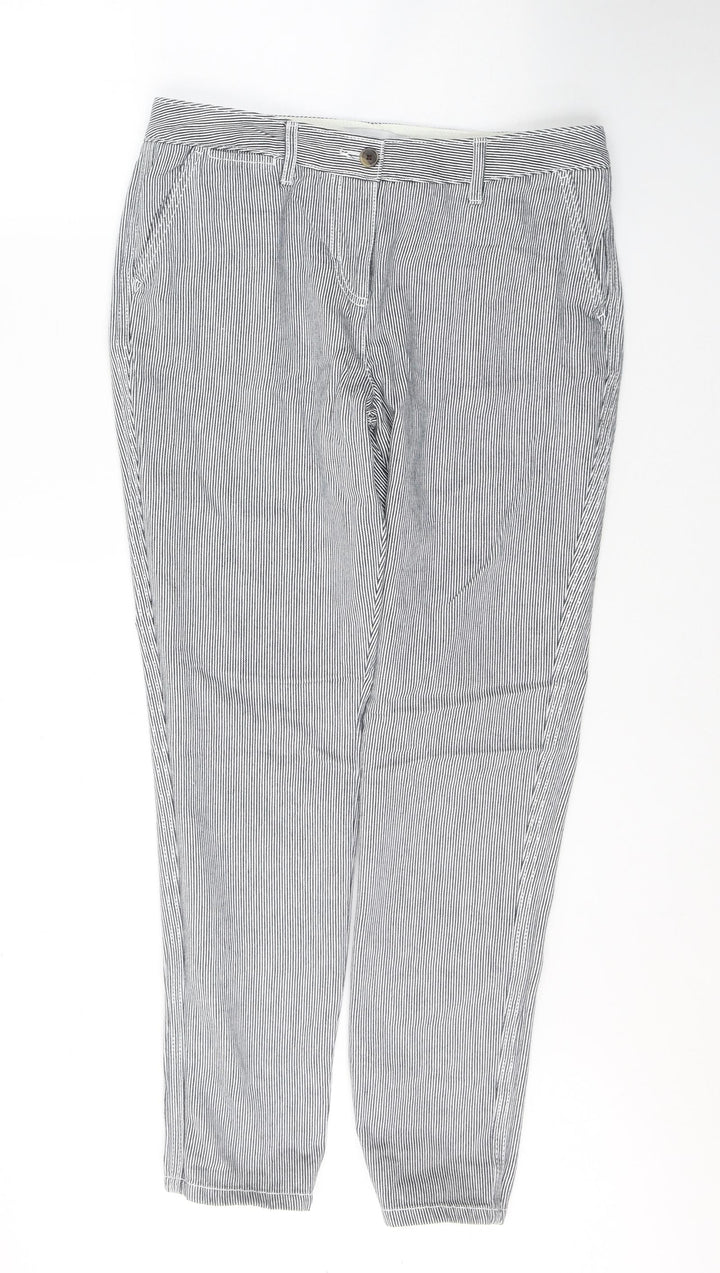 NEXT Womens Black Striped Cotton Straight Jeans Size 10 L29 in Regular Button