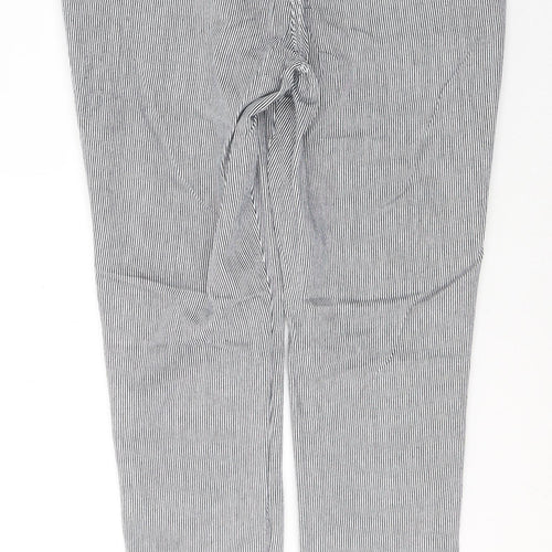 NEXT Womens Black Striped Cotton Straight Jeans Size 10 L29 in Regular Button