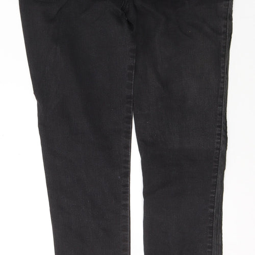 George Womens Black  Cotton Straight Jeans Size 12 L31 in Regular Button