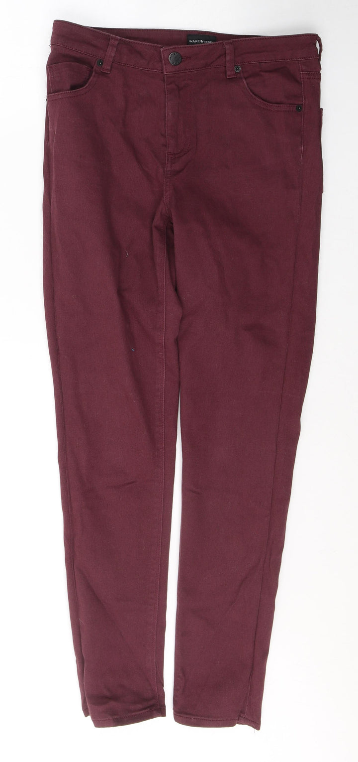 WareDenim Womens Red Cotton Skinny Jeans Size 12 L30 in Regular Button