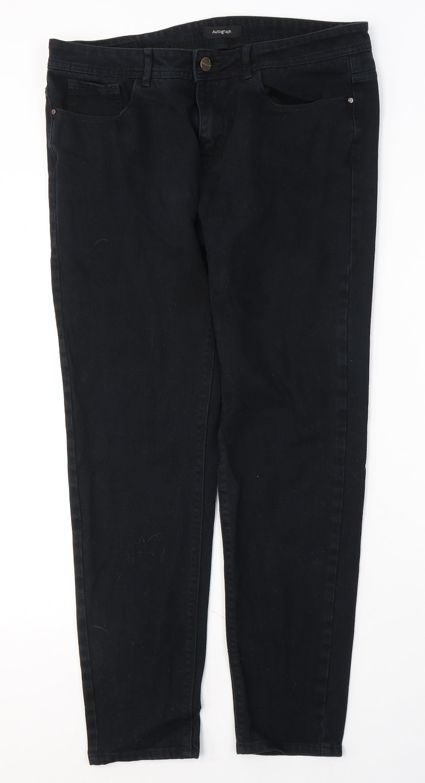 Autograph Womens Black  Cotton Skinny Jeans Size 14 L28 in Regular Button