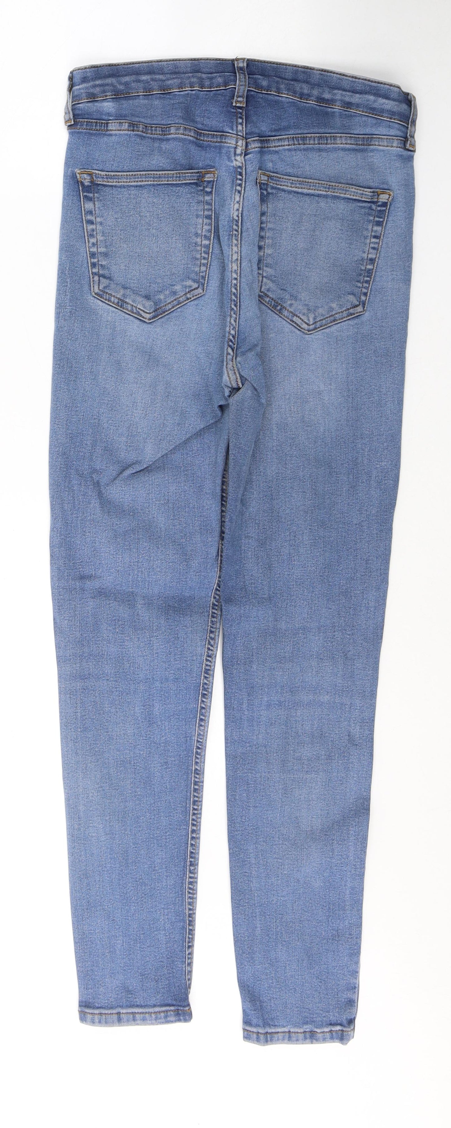 Topshop Womens Blue  Cotton Skinny Jeans Size 32 in L30 in Regular Button