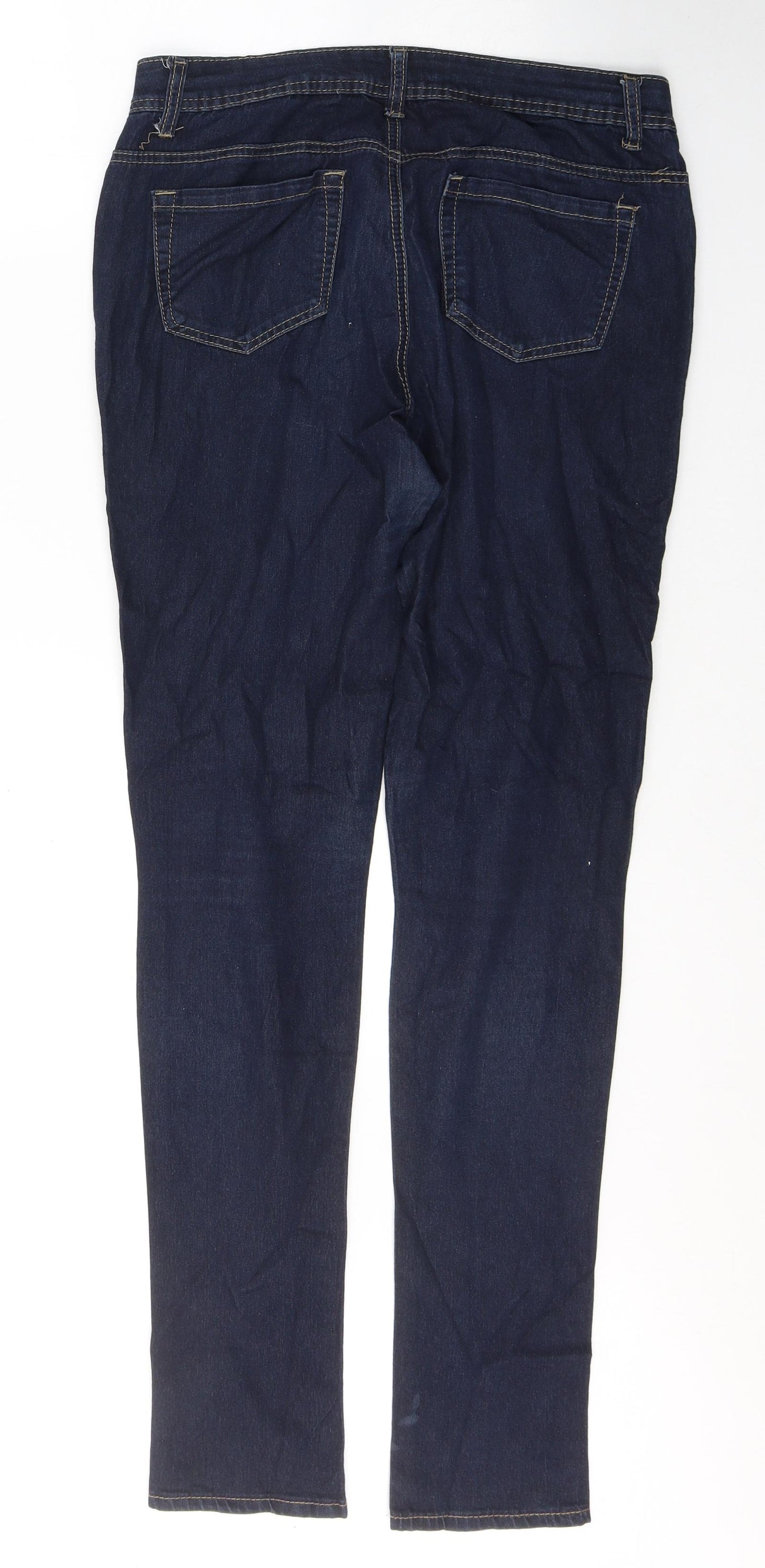 Denim & Co. Womens Blue  Cotton Skinny Jeans Size 12 L33 in Regular Button