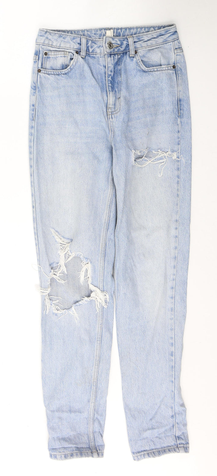 Topshop Womens Blue Cotton Mom Jeans Size 26 in L32 in Regular Button