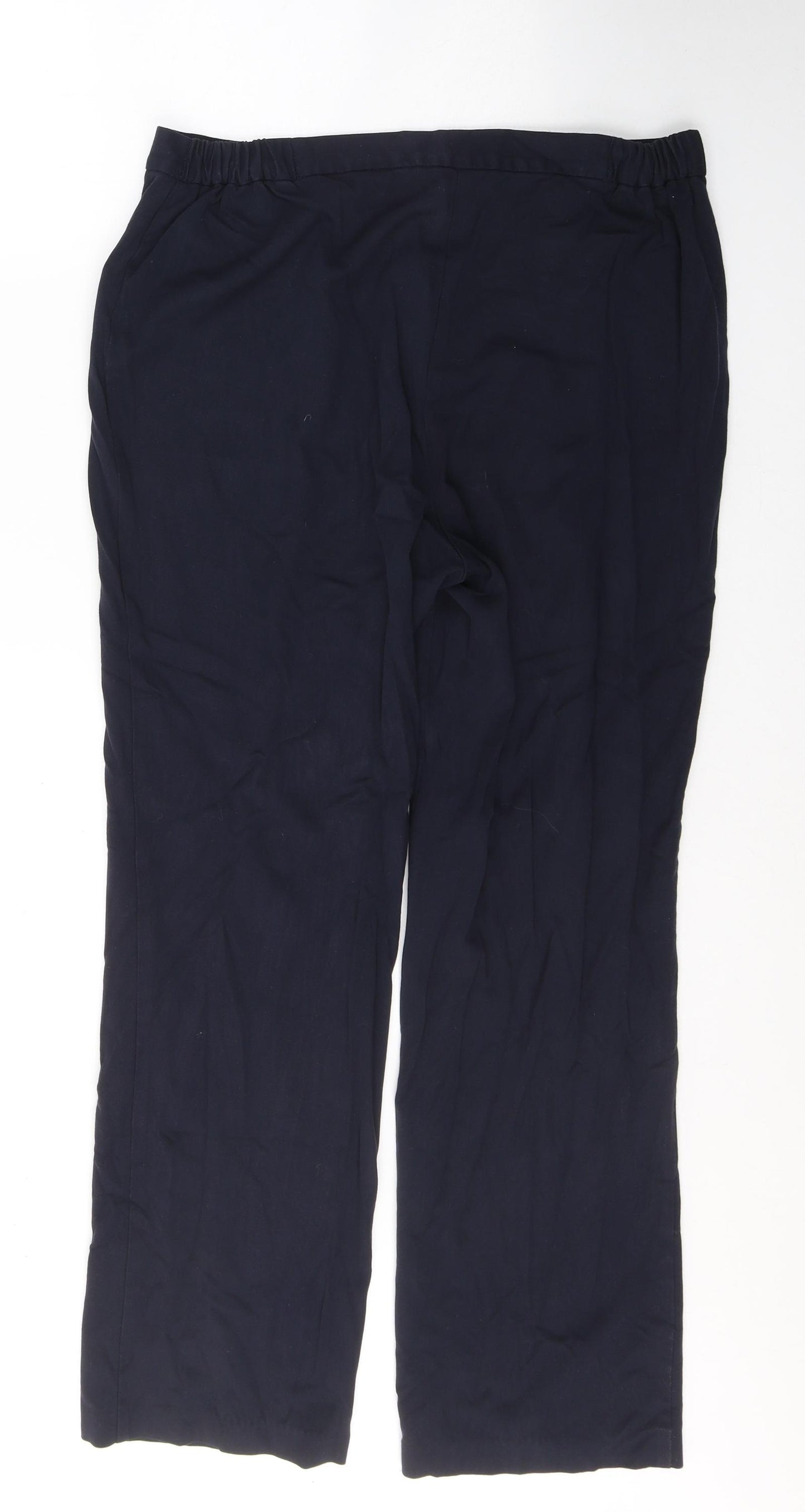 Marks and Spencer Womens Blue  Viscose Trousers  Size 14 L30 in Regular Button