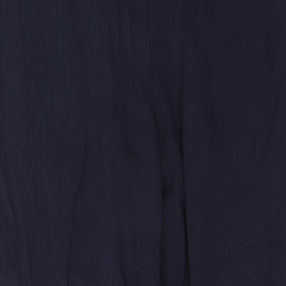 Marks and Spencer Womens Blue  Viscose Trousers  Size 14 L30 in Regular Button