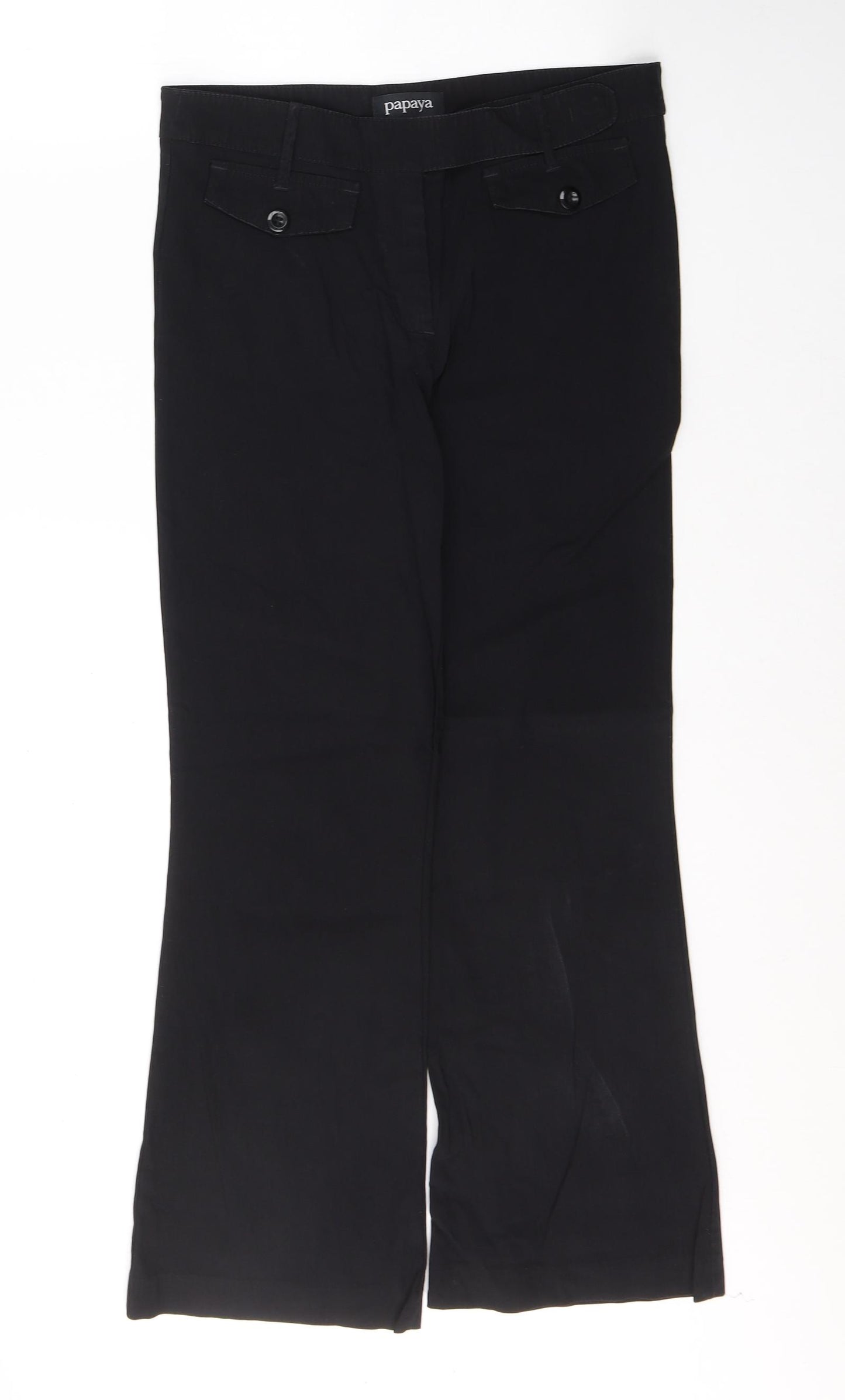 Papaya Womens Black  Viscose Trousers  Size 10 L28 in Regular Button