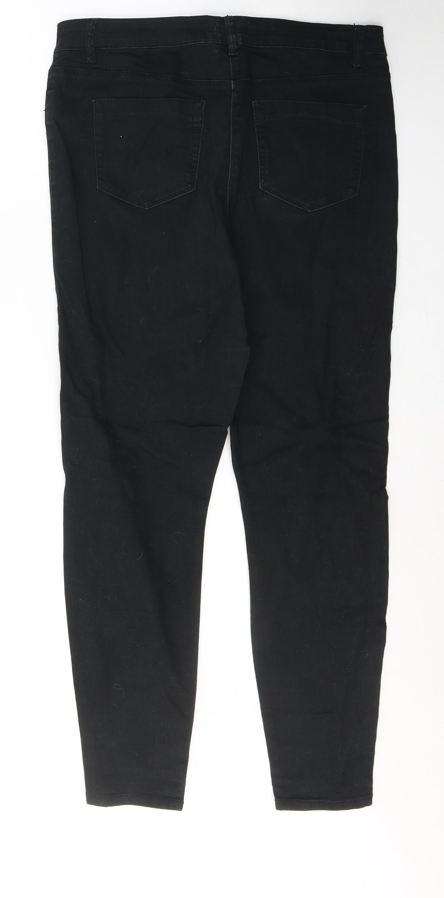 Papaya Womens Black  Cotton Skinny Jeans Size 14 L27 in Regular Button
