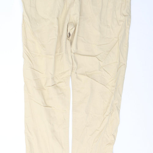H&M Womens Beige  Cotton Snow Pants Trousers Size 12 L30 in Regular Button