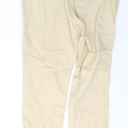H&M Womens Beige  Cotton Snow Pants Trousers Size 12 L30 in Regular Button