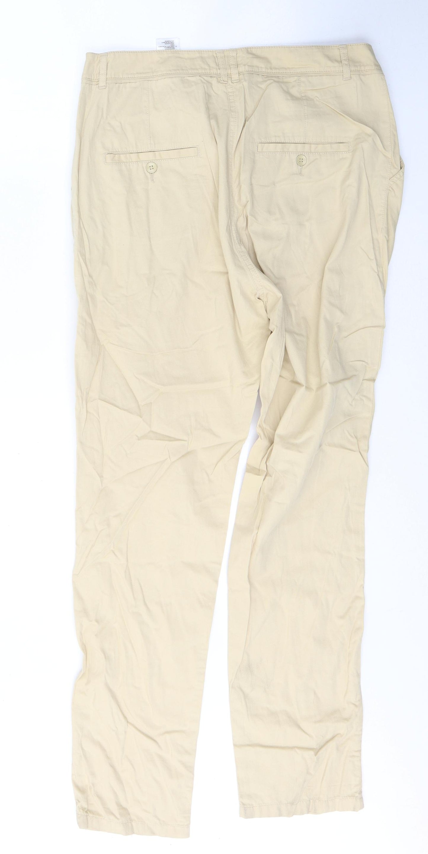 H&M Womens Beige  Cotton Snow Pants Trousers Size 12 L30 in Regular Button