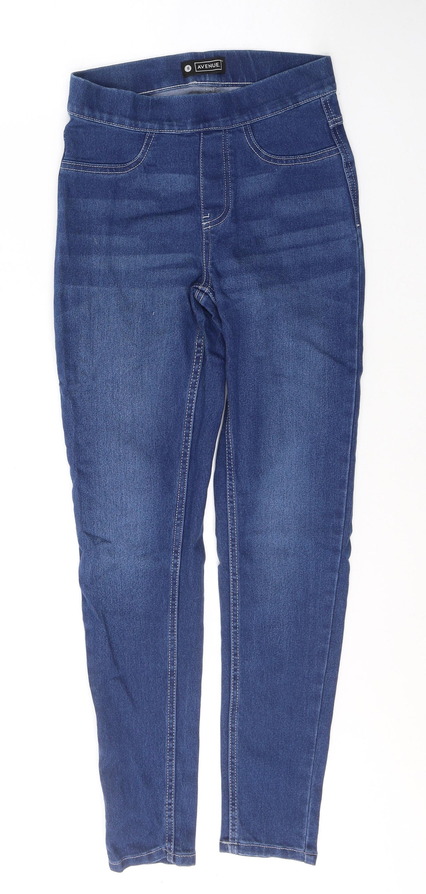 Avenue  Womens Blue  Cotton Jegging Jeans Size 8 L28 in Regular Button
