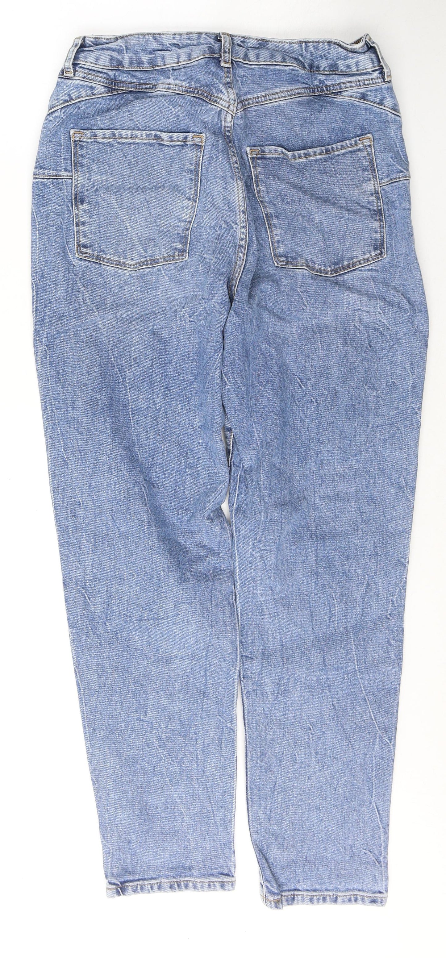 New Look Womens Blue  Cotton Mom Jeans Size 12 L28 in Regular Button