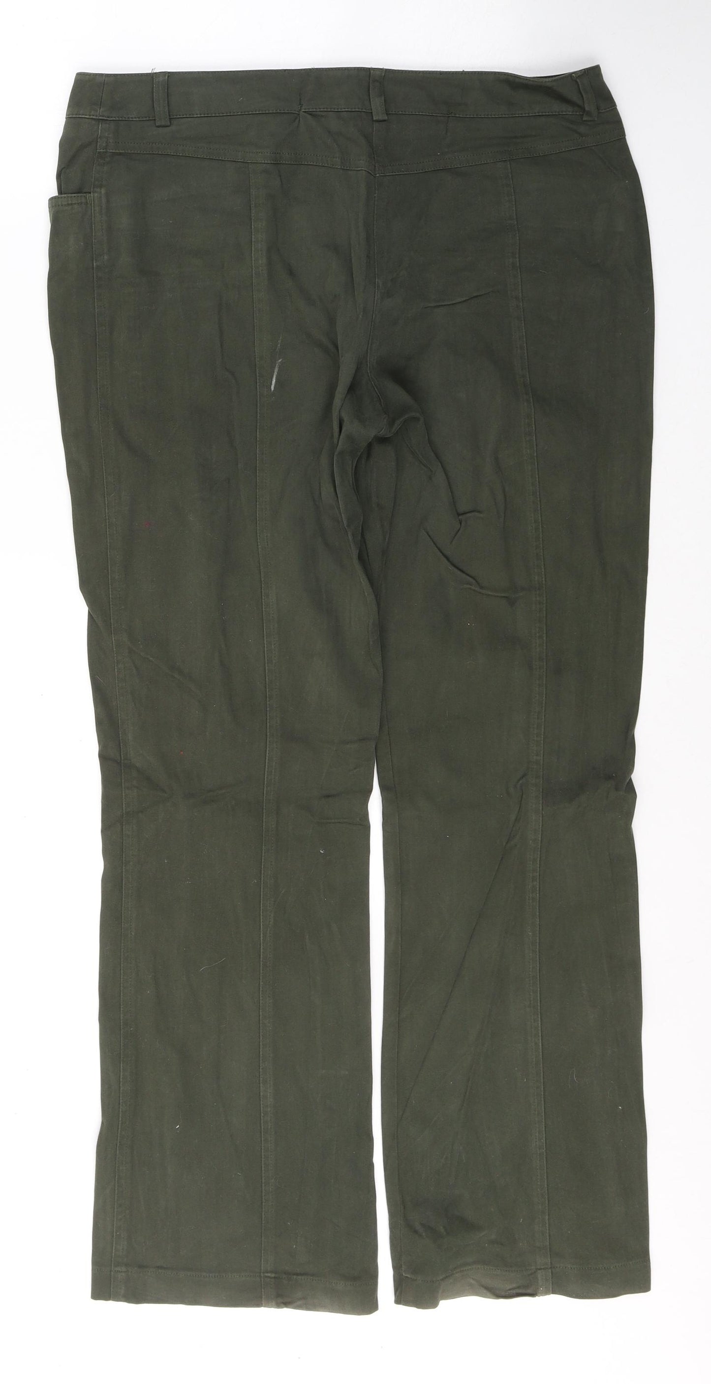 Per Una Womens Green  Cotton Straight Jeans Size 14 L30 in Regular Button