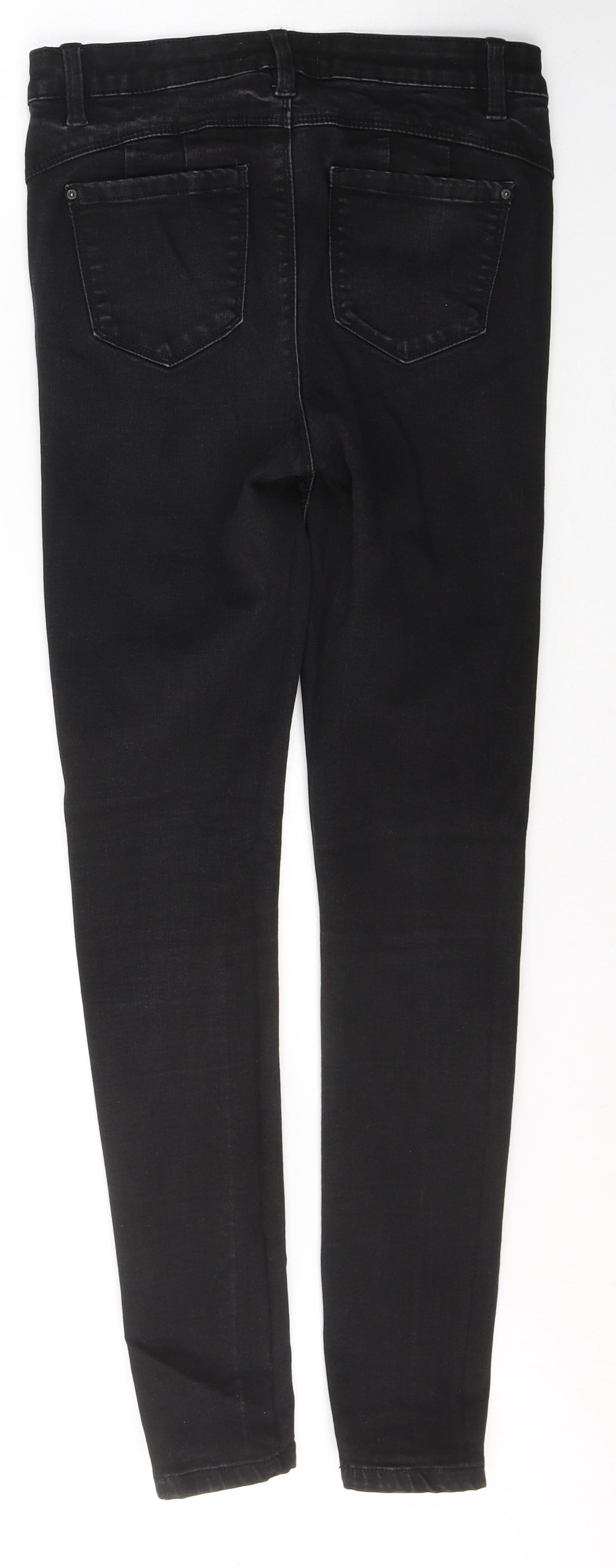 Denim & Co. Womens Black  Cotton Skinny Jeans Size 12 L29 in Regular Button