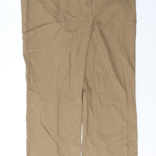 CC Womens Beige  Viscose Trousers  Size 16 L28 in Regular Button